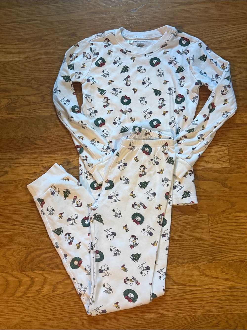Janie and Jack Snoopy Christmas Pjs 100% Cotton Pajamas Unisex Size 12